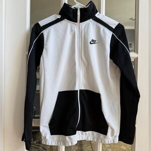 Nike Big Kids Track Full Zip Jacket With Front Pockets White Black - Bots Size S